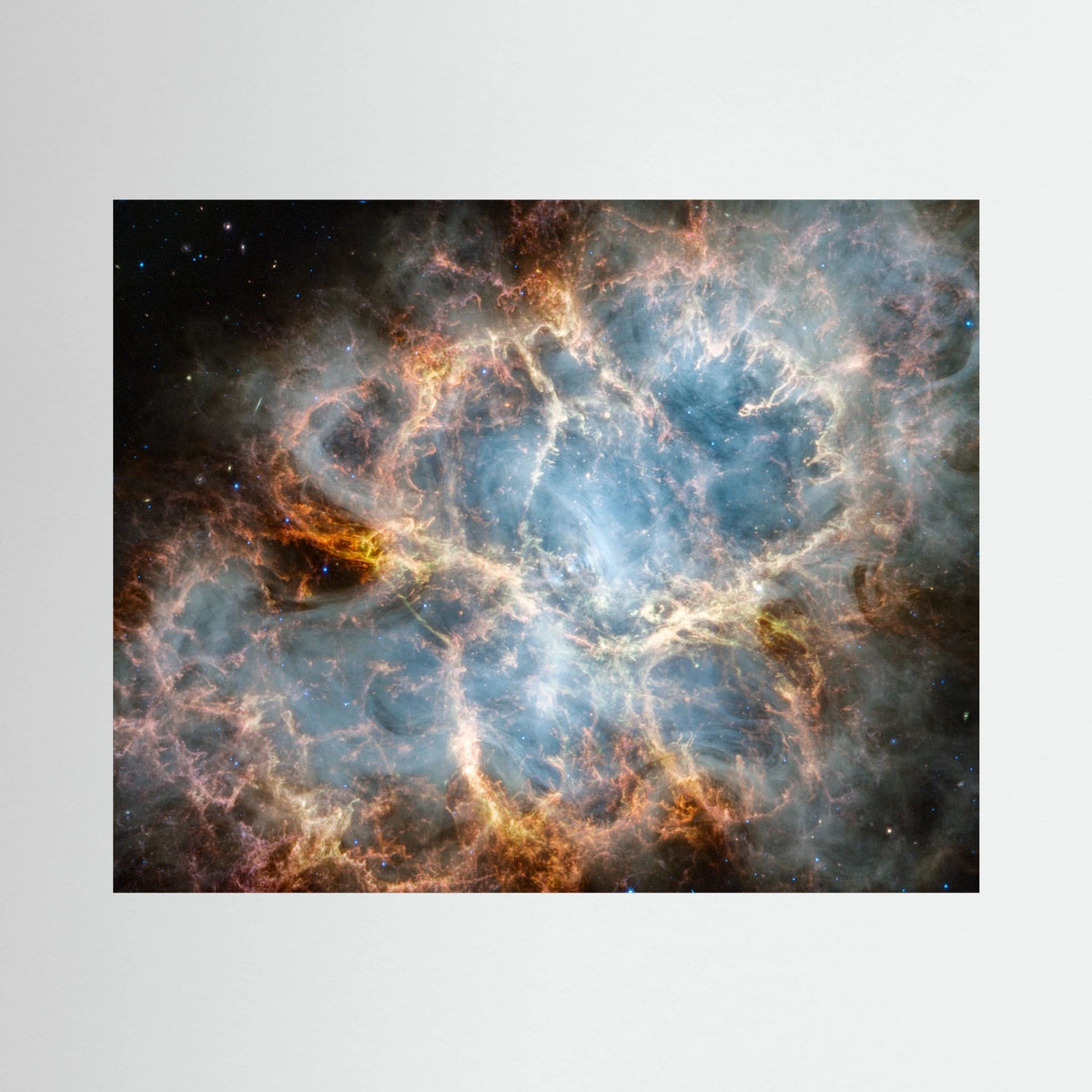 Crab Nebula giant canvas print, 150 x 120 cm, showing the glowing filaments of a supernova remnant, front view